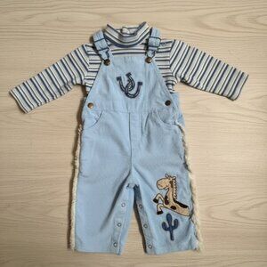 Baby UR It Vintage Blue Corduroy Overalls & Shirt 18 Months